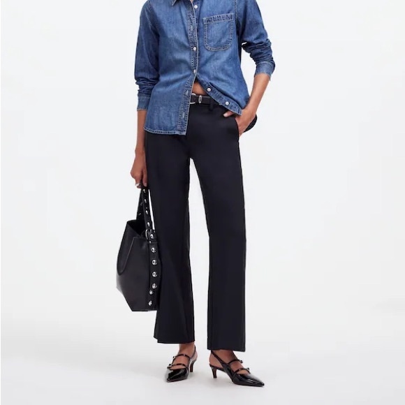 Madewell Kick Out Crop Pants in Wool-Blend Twill - Picture 1 of 3